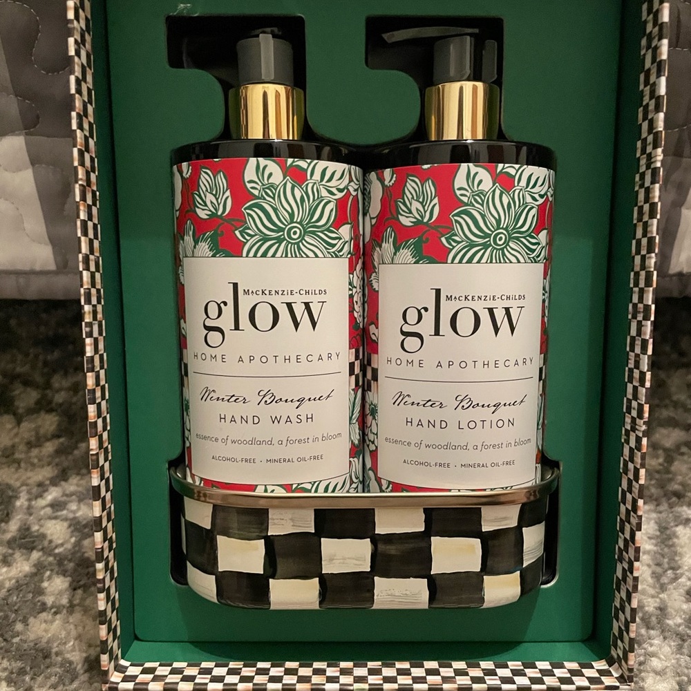Mackenzie Childs Soap and Lotion Caddy set
